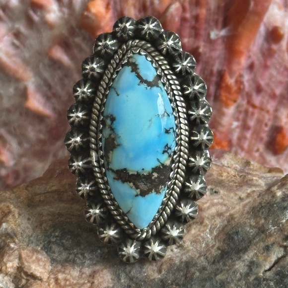 Golden Hills Turquoise Southwestern Sterling Silver Ring - Picture 7 of 7